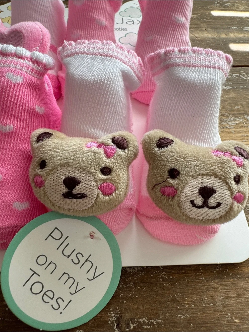 Baby Pink Plush Toe Socks Set - Hearts & Bears Size 0-12M